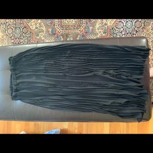 Black & Pleated Sheer Maxi Skirt